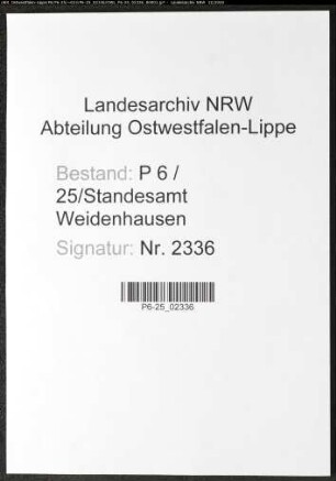 Sterberegister Standesamt Weidenhausen