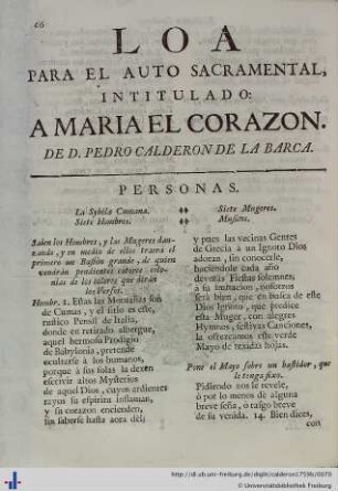 Loa para el Auto Sacramental Al Maria el Corazon.