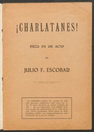 ¡Charlatanes! : pieza en un acto