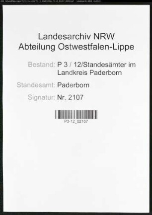 Sterberegister Standesamt Paderborn