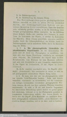 A. Die photographische Lichtstärke des abzubildenden Gegenstandes
