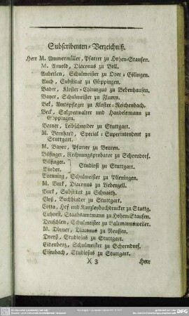 Subscribenten-Verzeichniß