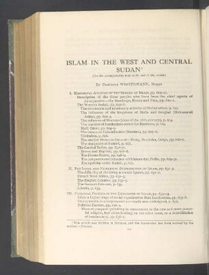 Islam in the west and central Sudan