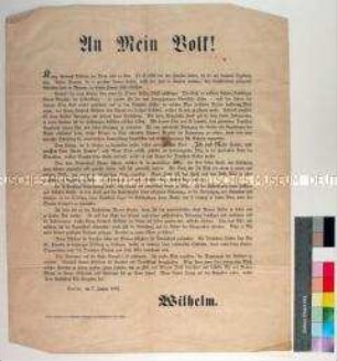 Bekanntgabe des Todes von Friedrich Wilhelm IV. durch seinen Bruder Wilhelm I. König von Preußen