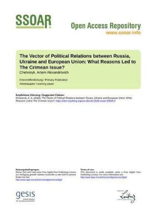 The Vector of Political Relations between Russia, Ukraine and European Union: What Reasons Led to The Crimean Issue?