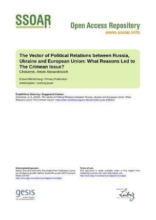 The Vector of Political Relations between Russia, Ukraine and European Union: What Reasons Led to The Crimean Issue?