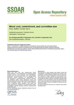 Moral cost, commitment, and committee size