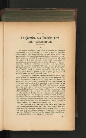 La Question des Terrains Arch en Algérie.