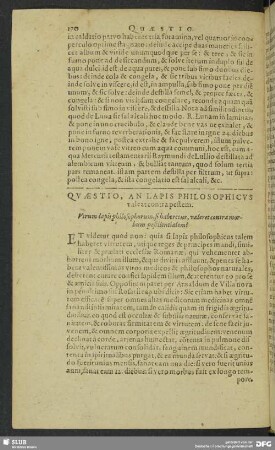 Quaestio, An Lapis Philosophicus valeat contra pestem