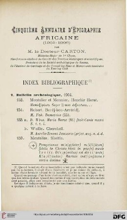 Sér. 4: Cinquième annuaire d'épigraphie africaine (1905-1906)