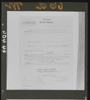 Strafverfügung der Deutschen Reichsbahn-Gesellschaft gegen den Arbeiterfotograf Erich Meinhold von 2.02.1932 wegen unbefugten Betretens des Eisenbahnkörpers