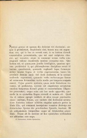 Studia syntactica, 1. Syntaxis infinitivi Plotiniana : commentatio academica