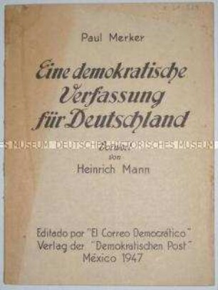 Schrift über eine sozialistische demokratische Verfassung für Nachkriegsdeutschland