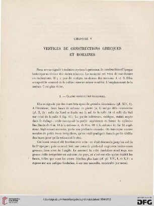 Chapitre V: Vestiges de constructions grecques et romaines