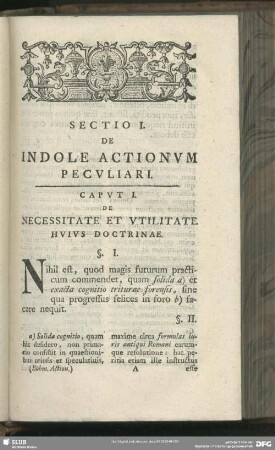 Sectio I. De Indole Actionum Peculiari