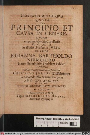 Disputatio Metaphysica Quinta De Principio Et Causa In Genere
