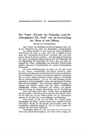 Der Verein "Freunde der Deutschen Land-Erziehungs-Heime (Dr. Lietz)" und die Umwandlung der Heime in eine Stiftung : Bericht der Vereinsleitung