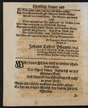 Wer seinen Jesum liebt in diesem schnöden Leben/ [...]