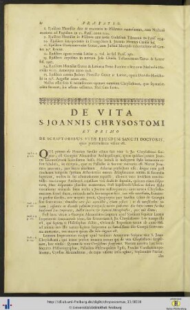 De vita sancti Joannis Chrysostomi.