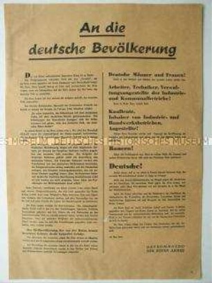 Aufruf der Roten Armee an die deutsche Bevölkerung zur Wiederaufnahme des normalen Lebens