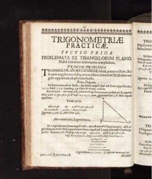 TRIGONOMETRIAE PRACTICAE, SECTIO PRIOR.