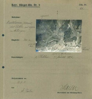 Foto eigener Stellungen am Westrand von Diedolshausen (Le Bonhomme) und der Einöde Chiblin (Luftbild)
