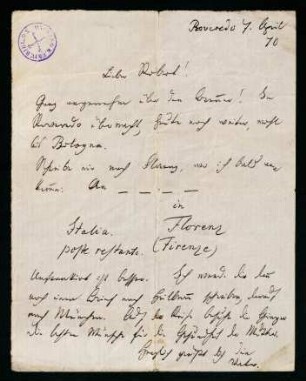 Brief vom 7. April 1870