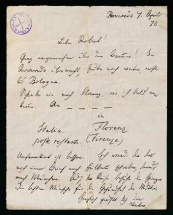 Brief vom 7. April 1870