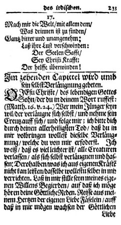 Im zehenden Capittel wird umb sein selbst Verläugnung gebeten.