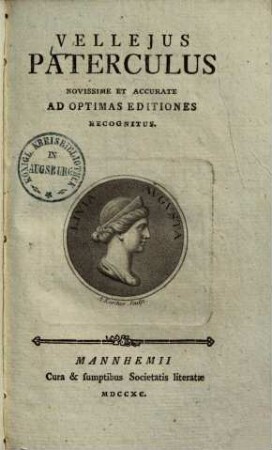 Vellejus Paterculus : novissime et accurate ad optiamas editiones recognitus