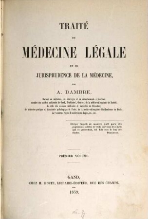Traité de médecine légale et de jurisprudence de la médecine, 2. volume
