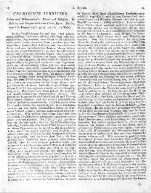 Leben und Wissenschaft, Kunst und Religion. In Briefen und Fragmenten von Franz Horn. Berlin, bey I. F. Unger. 1807. gr. 8. 222 S.