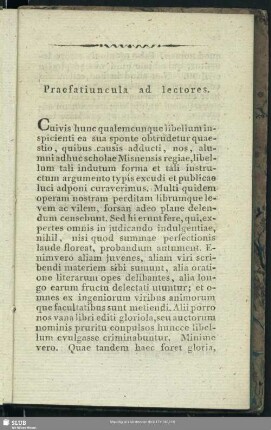 Praefatiuncula ad lectores