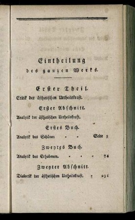 Eintheilung des ganzen Werks.