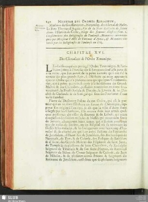Chapitre XVI. Des Chevaliers de l'Ordre Teutonique
