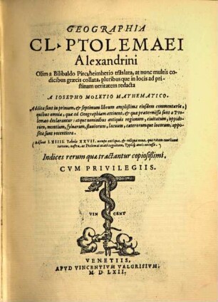 Geographia Cl. Ptolemaei Alexandrini : [gewidmet] Kardinal Aloysius Cornelius. 0