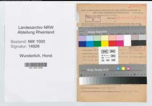 Entnazifizierung Horst Wunderlich, geb. 22.01.1894 (Angest.)
