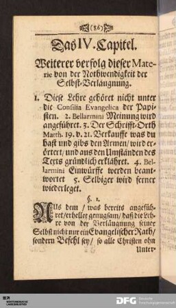 Das IV. Capitel. Weiterer verfolg dieser Materie von der Nothwendigkeit der Selbst-Verläugnung.