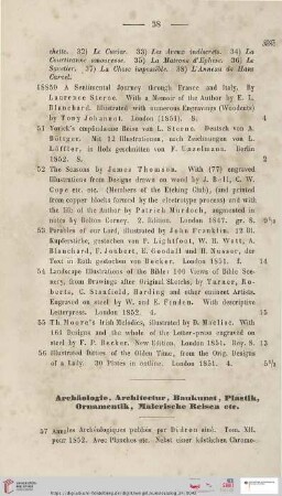 Archäologie, Architectur, Baukusnt, Plastik, Ornamentik, Malerische Reisen etc (Nr. 57 - 29)