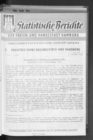 Die Industrie in Hamburg im September 1966 : Lfd. Nr. 4