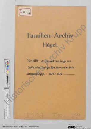 Schreiben von Arthur Krupp und seinen Erziehern über ihn an seinen Vater Hermann Krupp