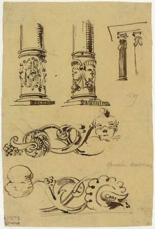 Marktkirche zu Hannover, Manschetten von Säulenschäften, Säulen, Rankenfriese
