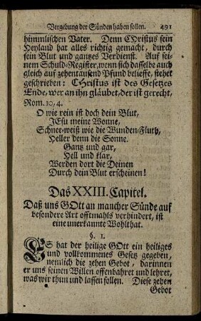 Das XXIII. Capitel. Daß uns Gott an mancher Sünde auf besondere Art offtmahls verhindert, ist eine unerkannte Wohlthat.