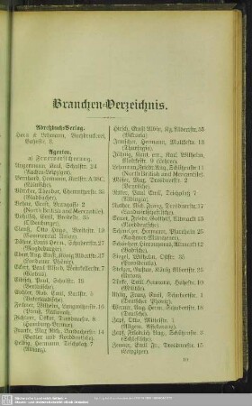 Berufsklassen und Gewerbebetriebe : Branchen-Verzeichnis