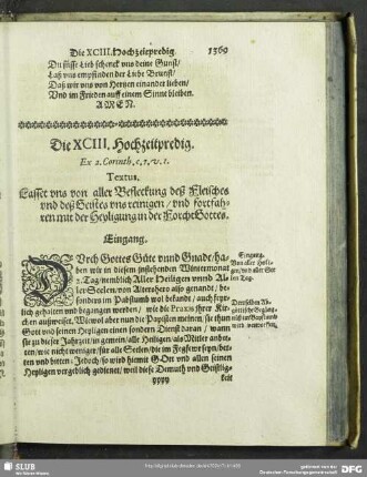 Die XCIII. Hochzeitpredig. Ex 2.Corinth.c.7.v.1