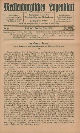 Nr. 12. Rostock, den 24. Juni 1928.