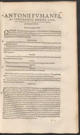 Antonii Fumanelli ... Contra Asserentes, Vinum Humidum Esse, propugnacula tria.