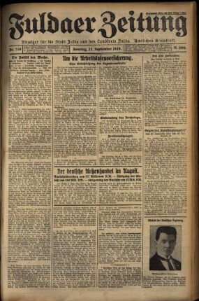 Erste Ausgabe vom Sonntag, den 22. September 1929.