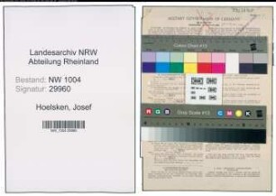 Entnazifizierung Josef Hoelsken , geb. 08.05.1904 (Rottenarbeiter)