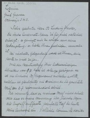 Brief an Ludwig Strecker und B. Schott's Söhne : 18.08.1924
